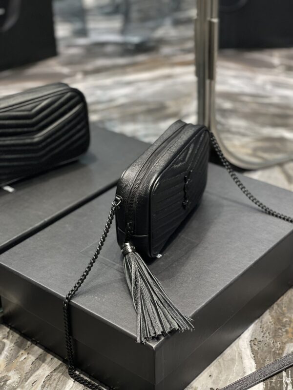[REP 1:1] Saint Laurent Lou Mini Bag Black In Quilted Grain De Poudre With Metal Toned Hardware For Women 7.4in/19cm YSl 6125791GF081000