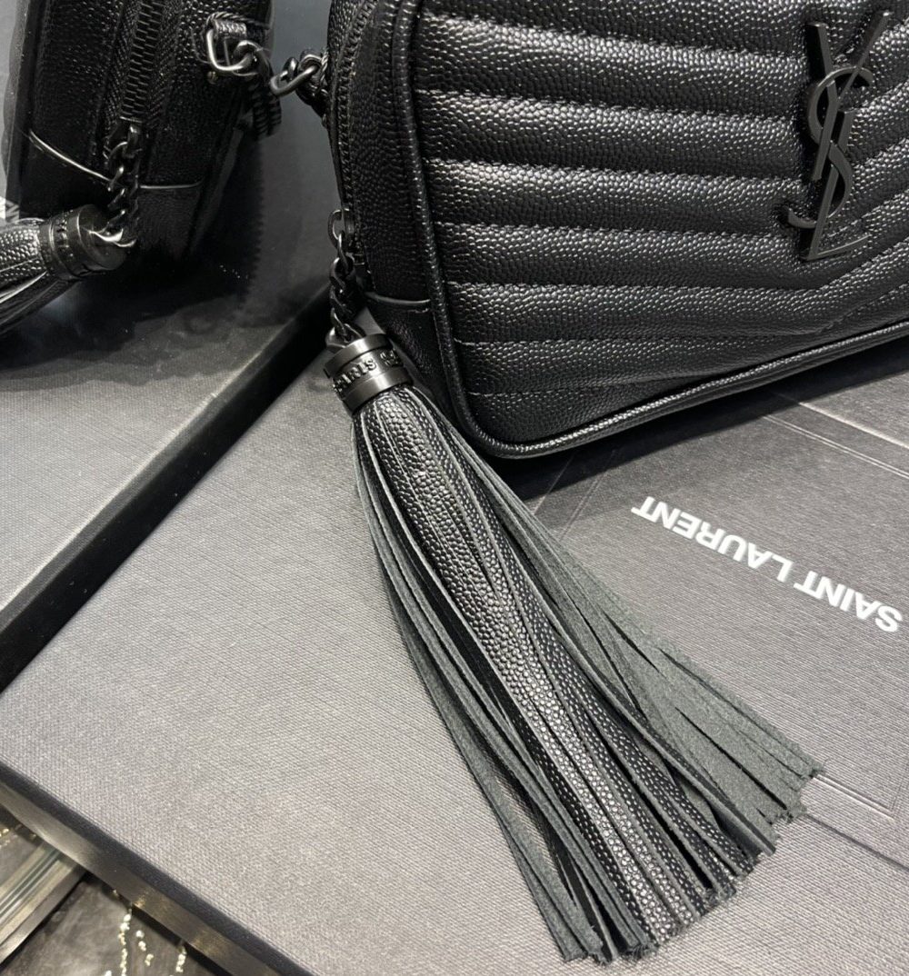 [REP 1:1] Saint Laurent Lou Mini Bag Black In Quilted Grain De Poudre With Metal Toned Hardware For Women 7.4in/19cm YSl 6125791GF081000