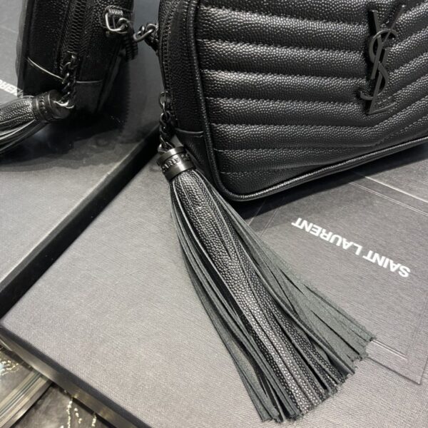 [REP 1:1] Saint Laurent Lou Mini Bag Black In Quilted Grain De Poudre With Metal Toned Hardware For Women 7.4in/19cm YSl 6125791GF081000