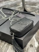 [REP 1:1] Saint Laurent Lou Mini Bag Black In Quilted Grain De Poudre With Silver Toned Hardware For Women 7.4in/19cm YSl 6125791GF021000