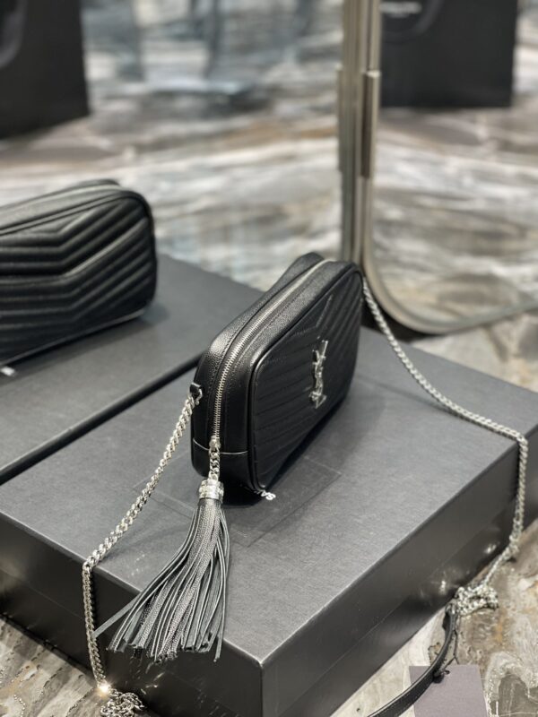 [REP 1:1] Saint Laurent Lou Mini Bag Black In Quilted Grain De Poudre With Silver Toned Hardware For Women 7.4in/19cm YSl 6125791GF021000