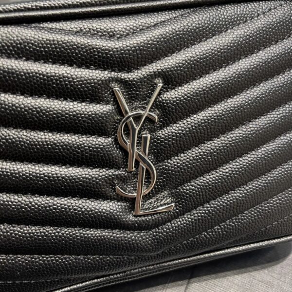 [REP 1:1] Saint Laurent Lou Mini Bag Black In Quilted Grain De Poudre With Silver Toned Hardware For Women 7.4in/19cm YSl 6125791GF021000
