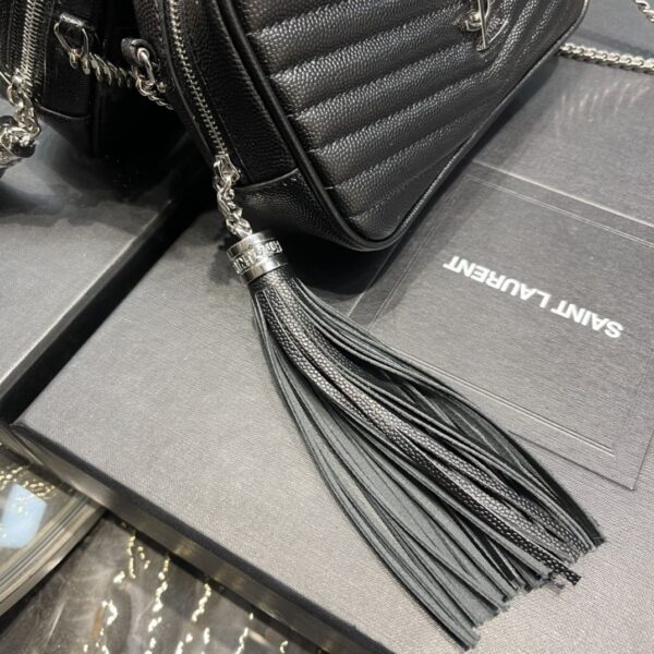 [REP 1:1] Saint Laurent Lou Mini Bag Black In Quilted Grain De Poudre With Silver Toned Hardware For Women 7.4in/19cm YSl 6125791GF021000