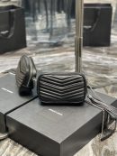 [REP 1:1] Saint Laurent Lou Mini Bag Black In Quilted Grain De Poudre With Silver Toned Hardware For Women 7.4in/19cm YSl 6125791GF021000