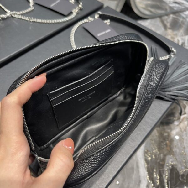 [REP 1:1] Saint Laurent Lou Mini Bag Black In Quilted Grain De Poudre With Silver Toned Hardware For Women 7.4in/19cm YSl 6125791GF021000
