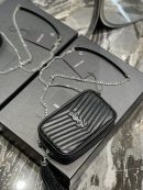 [REP 1:1] Saint Laurent Lou Mini Bag Black In Quilted Grain De Poudre With Silver Toned Hardware For Women 7.4in/19cm YSl 6125791GF021000