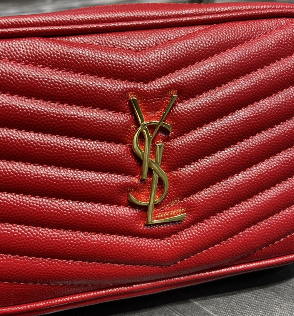 [REP 1:1] Saint Laurent Lou Mini Bag Red In Quilted Grain De Poudre With Gold Hardware For Women 7.4in/19cm YSl 6125791GF076008