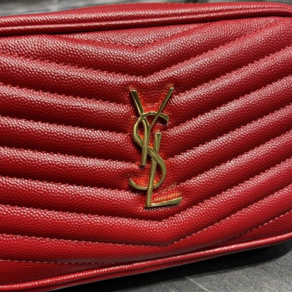 [REP 1:1] Saint Laurent Lou Mini Bag Red In Quilted Grain De Poudre With Gold Hardware For Women 7.4in/19cm YSl 6125791GF076008
