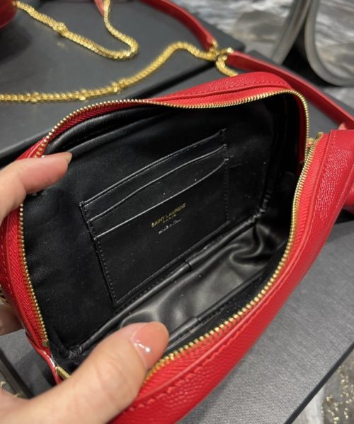 [REP 1:1] Saint Laurent Lou Mini Bag Red In Quilted Grain De Poudre With Gold Hardware For Women 7.4in/19cm YSl 6125791GF076008