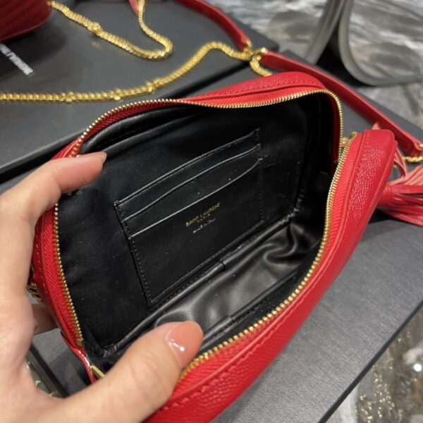 [REP 1:1] Saint Laurent Lou Mini Bag Red In Quilted Grain De Poudre With Gold Hardware For Women 7.4in/19cm YSl 6125791GF076008