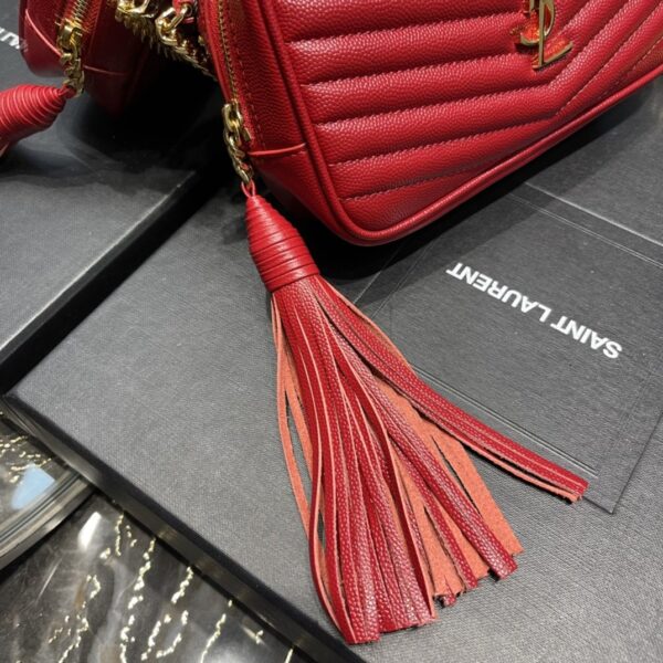 [REP 1:1] Saint Laurent Lou Mini Bag Red In Quilted Grain De Poudre With Gold Hardware For Women 7.4in/19cm YSl 6125791GF076008