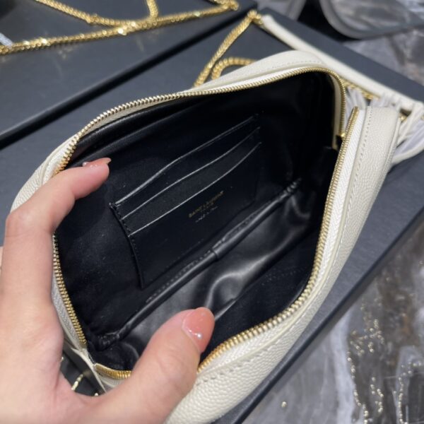 [REP 1:1] Saint Laurent Lou Mini Bag White In Quilted Grain De Poudre With Gold Hardware For Women 7.4in/19cm YSl 6125791GF019207