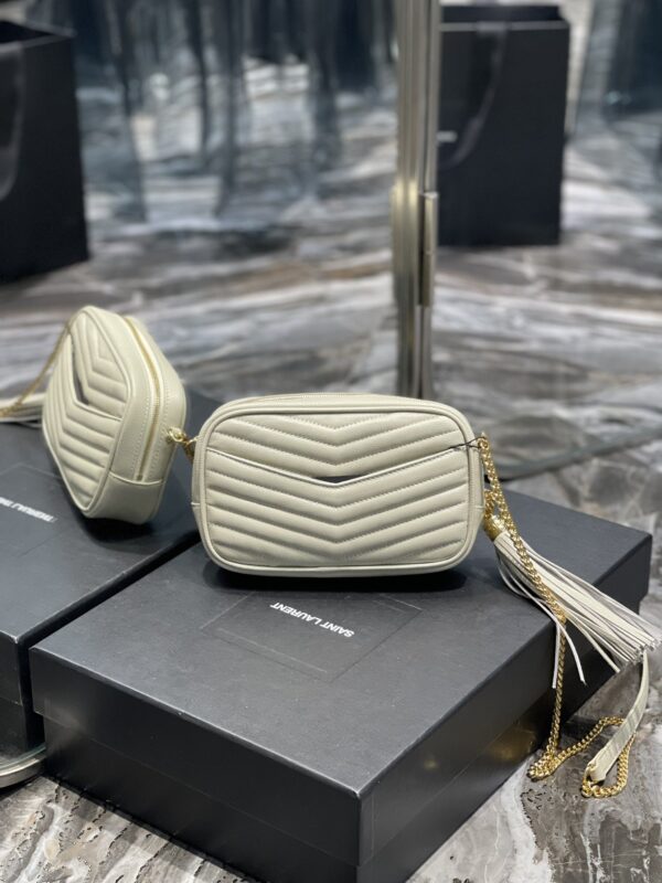 [REP 1:1] Saint Laurent Lou Mini Bag White In Quilted Grain De Poudre With Gold Hardware For Women 7.4in/19cm YSl 6125791GF019207