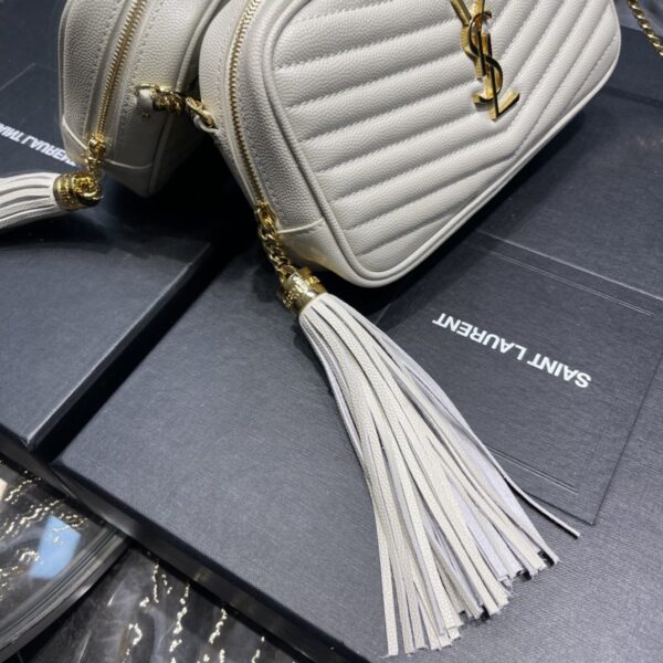 [REP 1:1] Saint Laurent Lou Mini Bag White In Quilted Grain De Poudre With Gold Hardware For Women 7.4in/19cm YSl 6125791GF019207