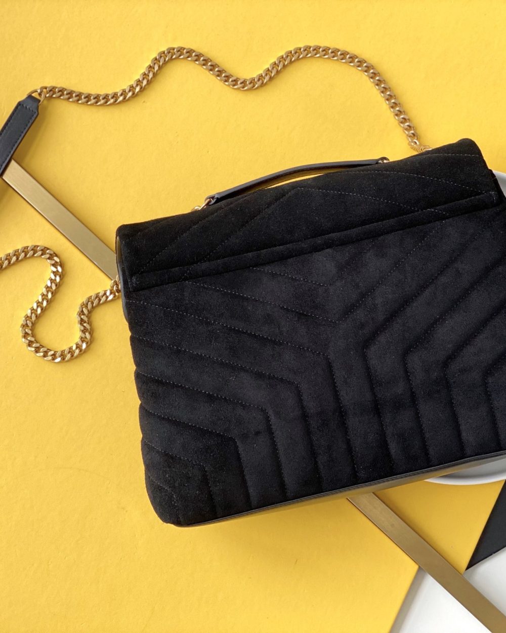 [REP 1:1] Saint Laurent Loulou Medium Chain Bag In Matelasse "Y" Black With Gold Hardware For Women 12.5in/32cm YSL 5749461U8671000
