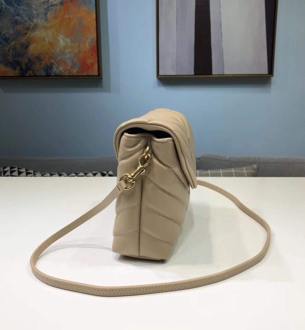 [REP 1:1] Saint Laurent Loulou Mini Shoulder Bag Beige For Women 7in/18cm YSL