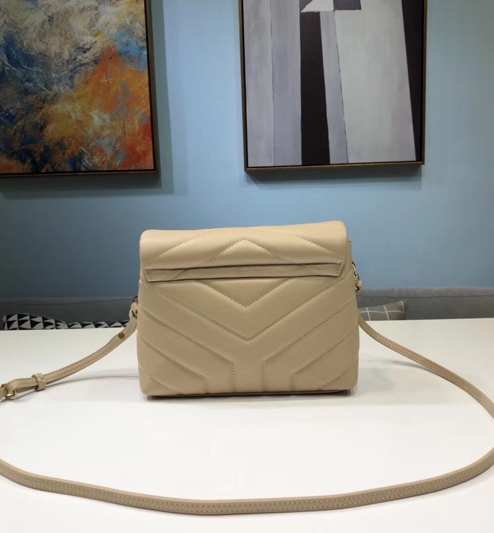 [REP 1:1] Saint Laurent Loulou Mini Shoulder Bag Beige For Women 7in/18cm YSL
