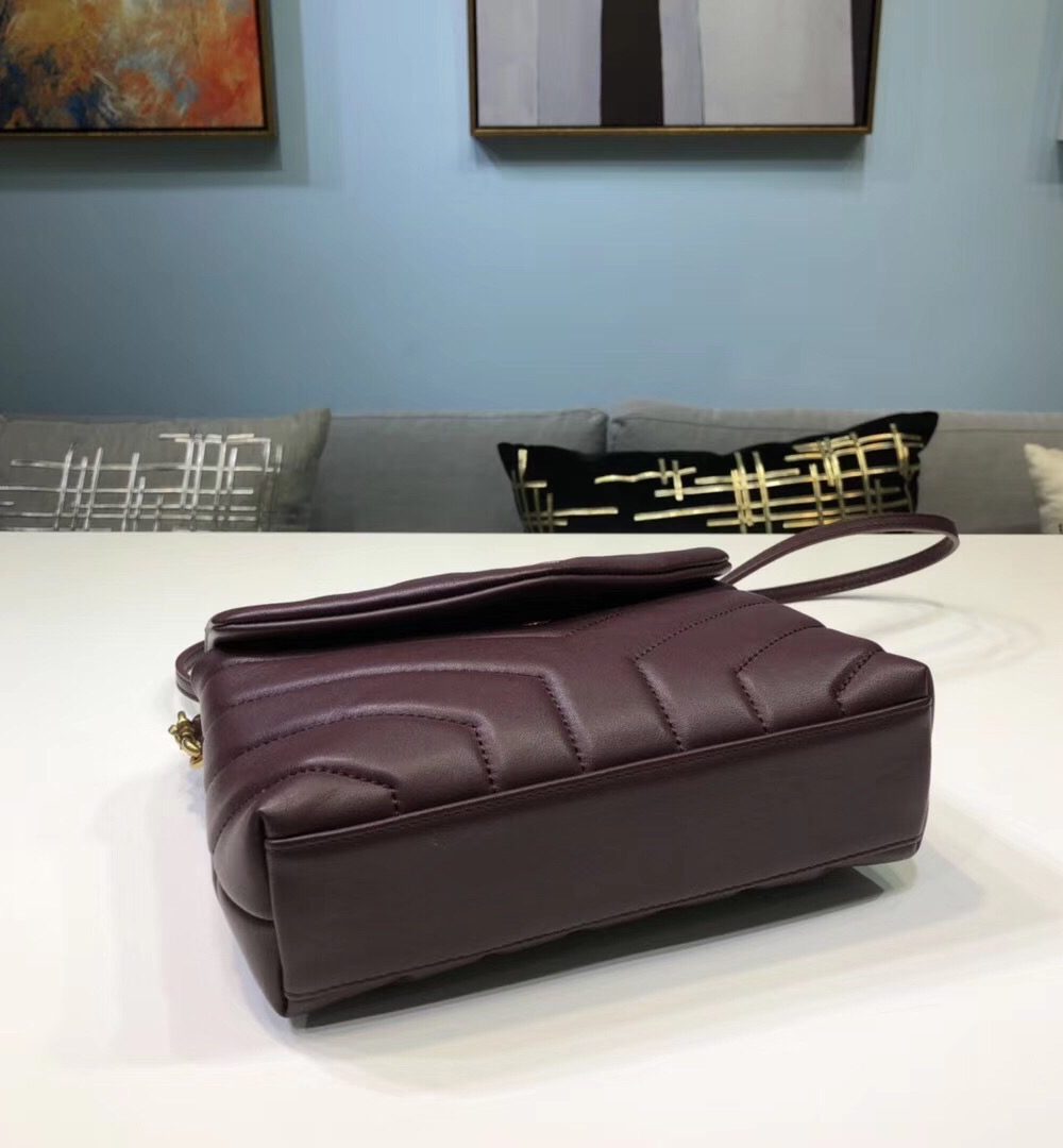 [REP 1:1] Saint Laurent Loulou Mini Shoulder Bag Burgundy For Women 7in/18cm YSL