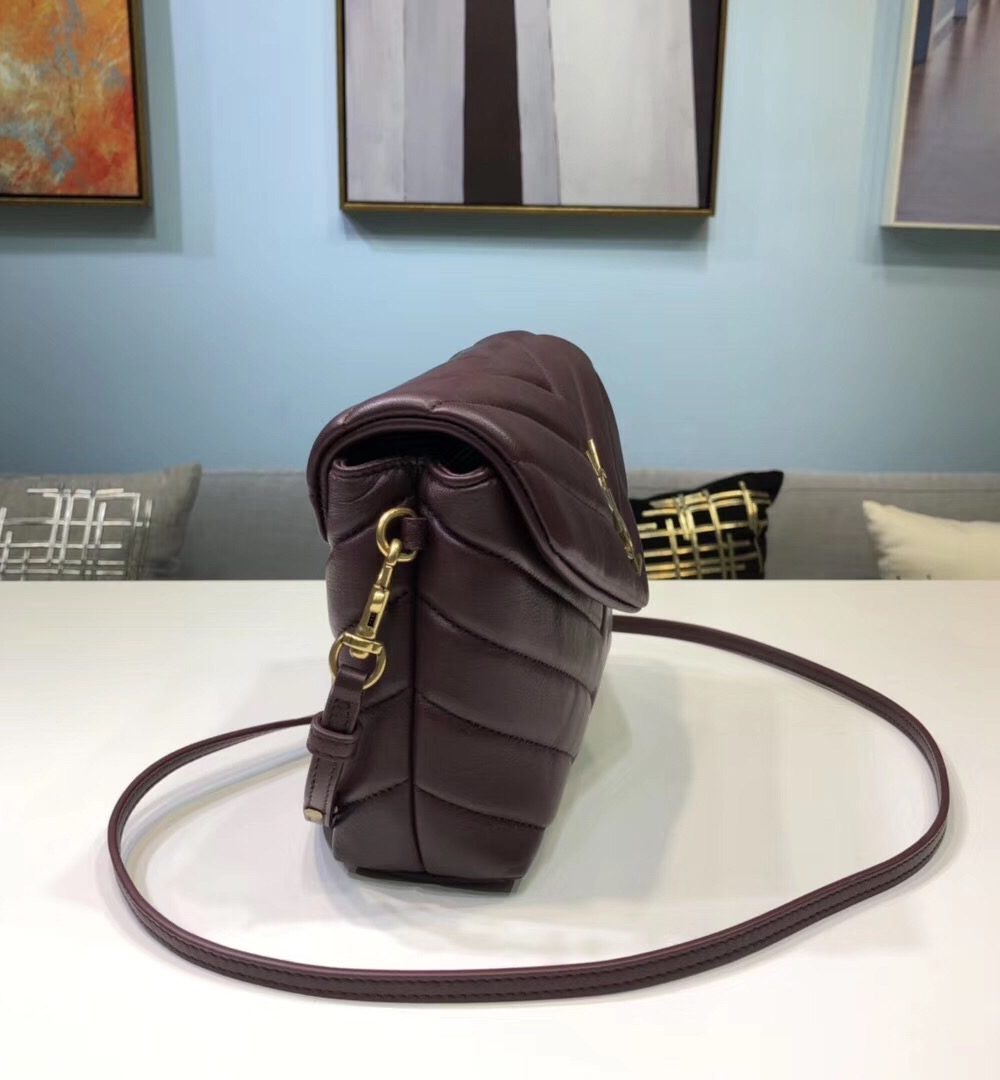 [REP 1:1] Saint Laurent Loulou Mini Shoulder Bag Burgundy For Women 7in/18cm YSL