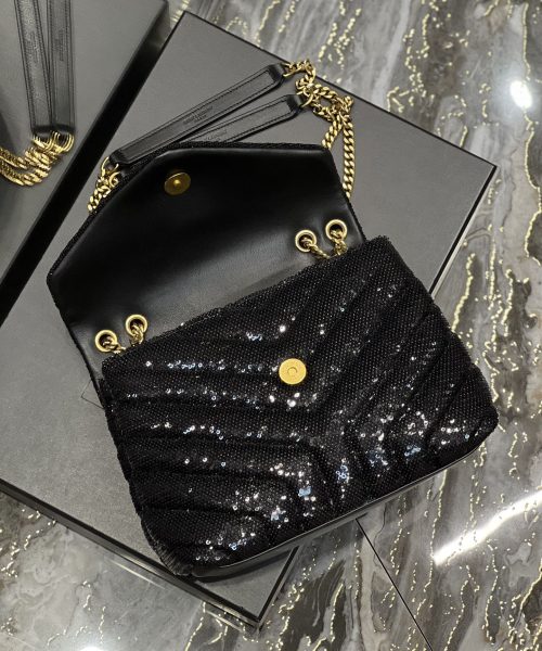 [REP 1:1] Saint Laurent Loulou Small Chain Bag Black For Women, Women's Bags 9in/23cm YSL 494699FAAER1000