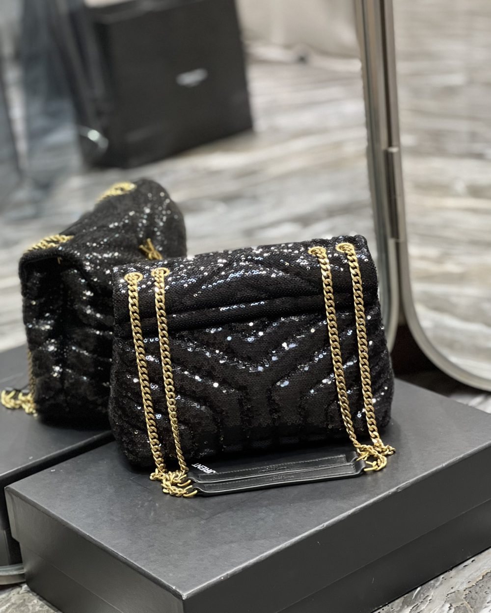 [REP 1:1] Saint Laurent Loulou Small Chain Bag Black For Women, Women's Bags 9in/23cm YSL 494699FAAER1000
