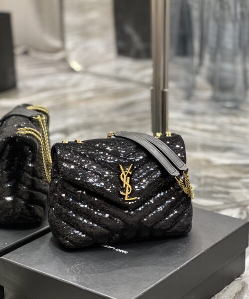 [REP 1:1] Saint Laurent Loulou Small Chain Bag Black For Women, Women's Bags 9in/23cm YSL 494699FAAER1000