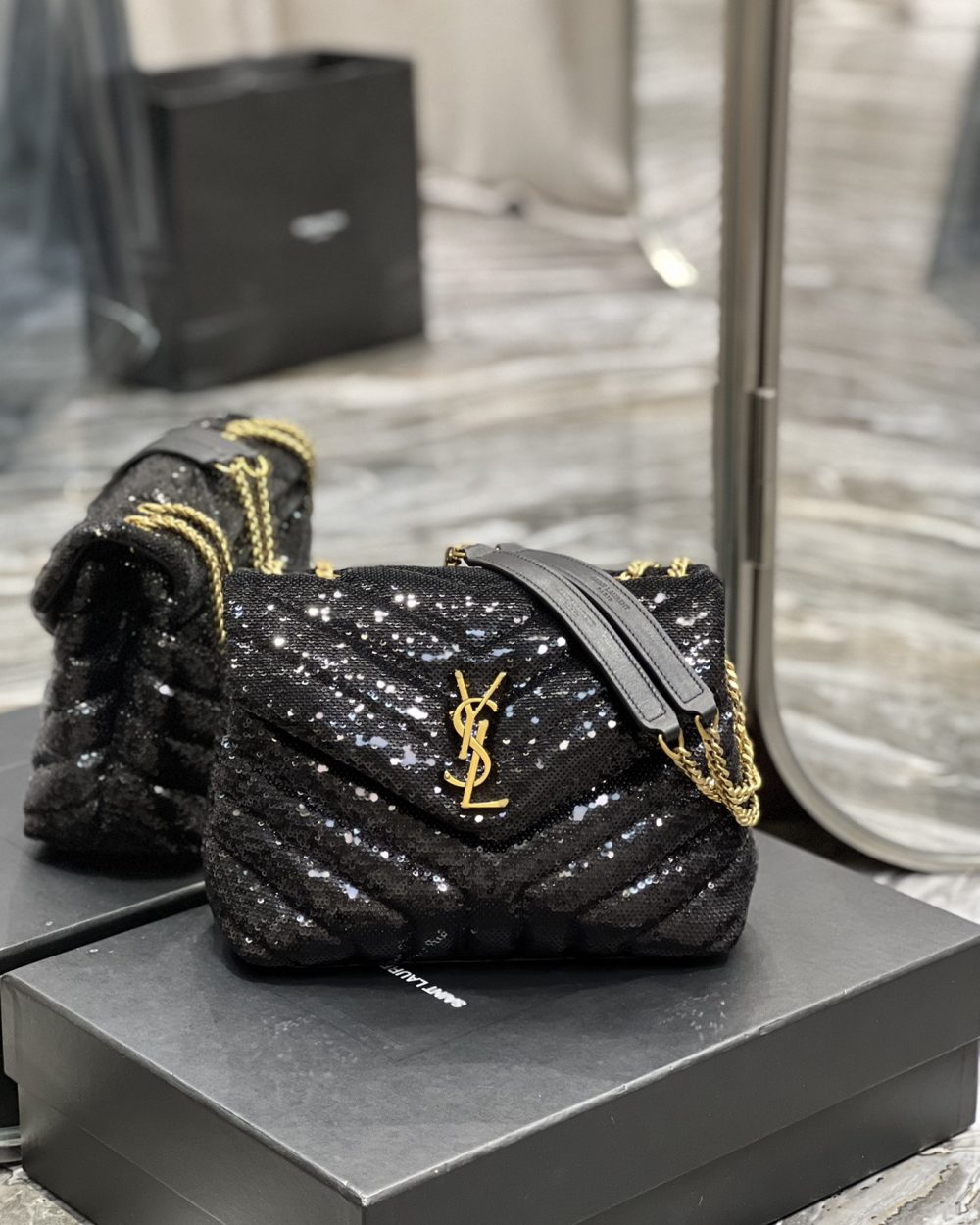 [REP 1:1] Saint Laurent Loulou Small Chain Bag Black For Women, Women's Bags 9in/23cm YSL 494699FAAER1000