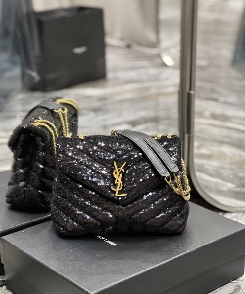 [REP 1:1] Saint Laurent Loulou Small Chain Bag Black For Women, Women's Bags 9in/23cm YSL 494699FAAER1000