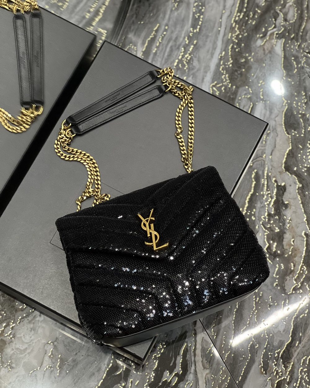 [REP 1:1] Saint Laurent Loulou Small Chain Bag Black For Women, Women's Bags 9in/23cm YSL 494699FAAER1000