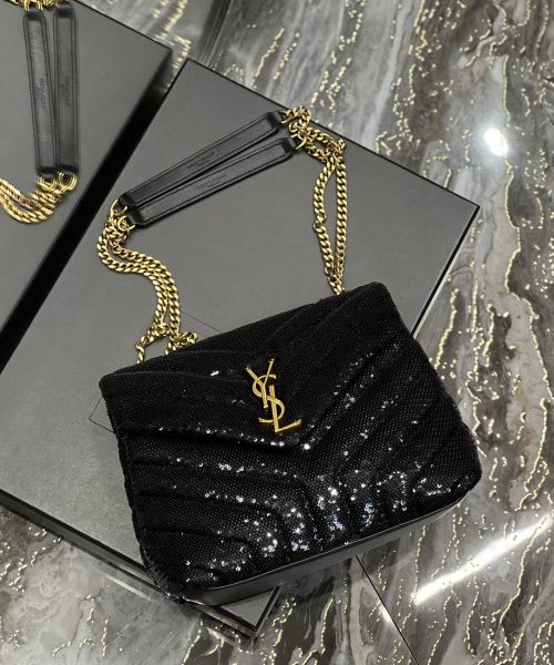 [REP 1:1] Saint Laurent Loulou Small Chain Bag Black For Women, Women's Bags 9in/23cm YSL 494699FAAER1000
