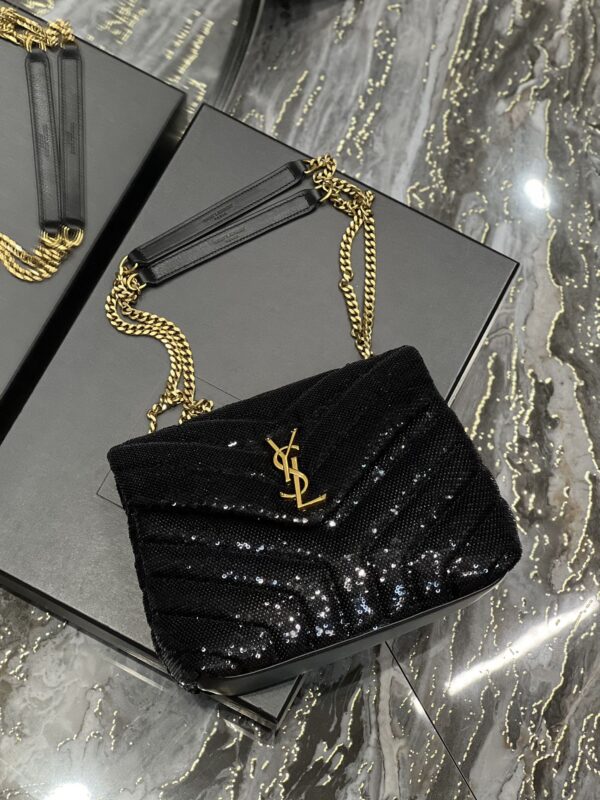 [REP 1:1] Saint Laurent Loulou Small Chain Bag Black For Women, Women's Bags 9in/23cm YSL 494699FAAER1000