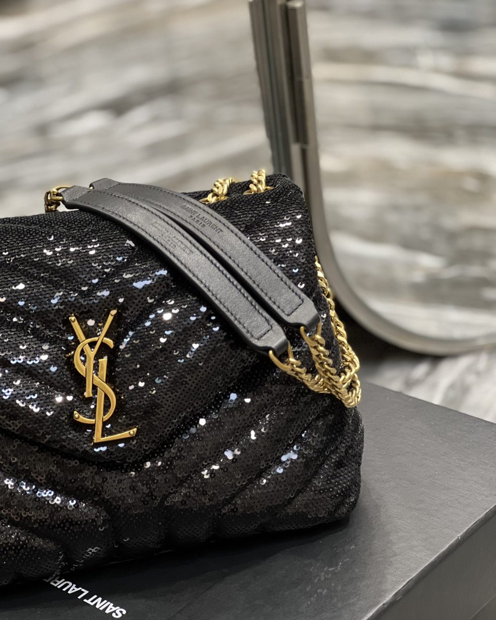 [REP 1:1] Saint Laurent Loulou Small Chain Bag Black For Women, Women's Bags 9in/23cm YSL 494699FAAER1000