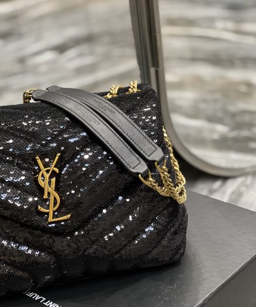 [REP 1:1] Saint Laurent Loulou Small Chain Bag Black For Women, Women's Bags 9in/23cm YSL 494699FAAER1000