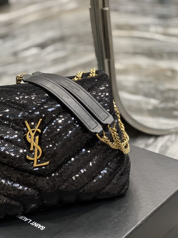[REP 1:1] Saint Laurent Loulou Small Chain Bag Black For Women, Women's Bags 9in/23cm YSL 494699FAAER1000