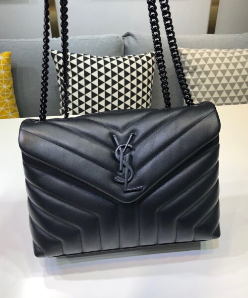 [REP 1:1] Saint Laurent Loulou Small Chain Bag In Matelassé "Y" Black For Women 9.8in/23cm YSL 494699DV7281000