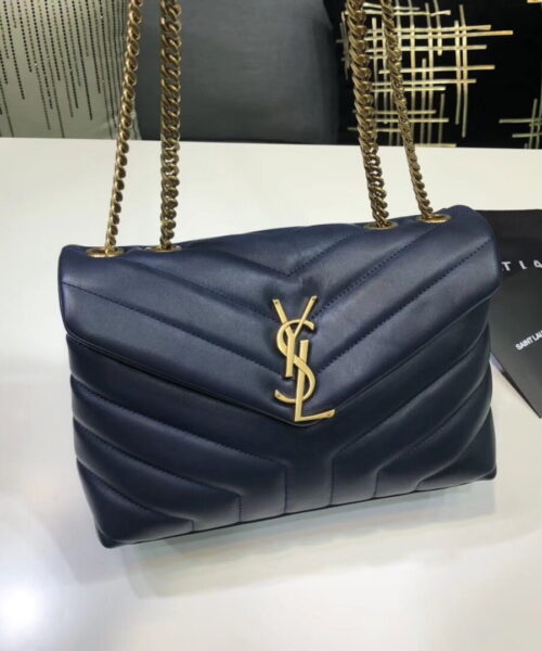 [REP 1:1] Saint Laurent Loulou Small Chain Bag In Matelassé "Y" Blue For Women 9.8in/23cm YSL 494699DV7274147