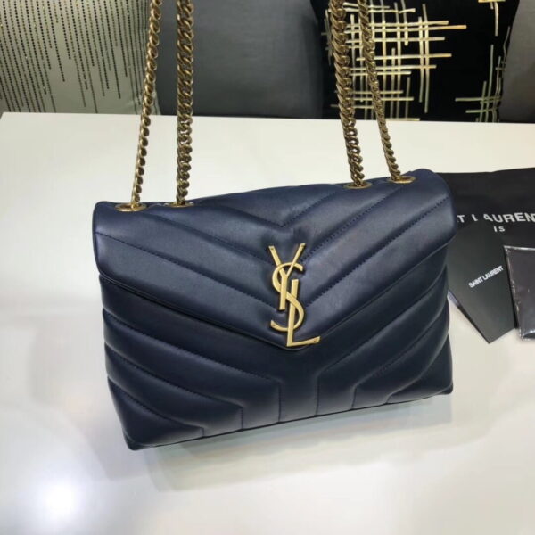 [REP 1:1] Saint Laurent Loulou Small Chain Bag In Matelassé "Y" Blue For Women 9.8in/23cm YSL 494699DV7274147