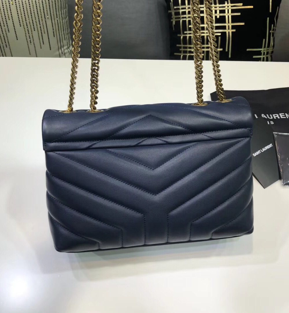 [REP 1:1] Saint Laurent Loulou Small Chain Bag In Matelassé "Y" Blue For Women 9.8in/23cm YSL 494699DV7274147