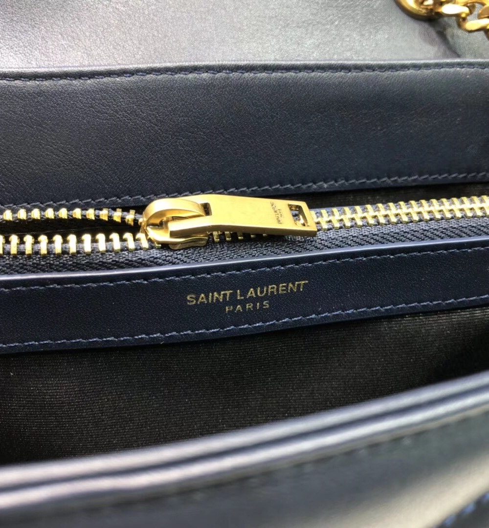 [REP 1:1] Saint Laurent Loulou Small Chain Bag In Matelassé "Y" Blue For Women 9.8in/23cm YSL 494699DV7274147