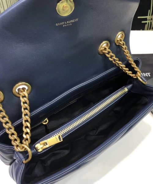 [REP 1:1] Saint Laurent Loulou Small Chain Bag In Matelassé "Y" Blue For Women 9.8in/23cm YSL 494699DV7274147