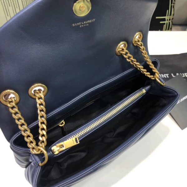 [REP 1:1] Saint Laurent Loulou Small Chain Bag In Matelassé "Y" Blue For Women 9.8in/23cm YSL 494699DV7274147