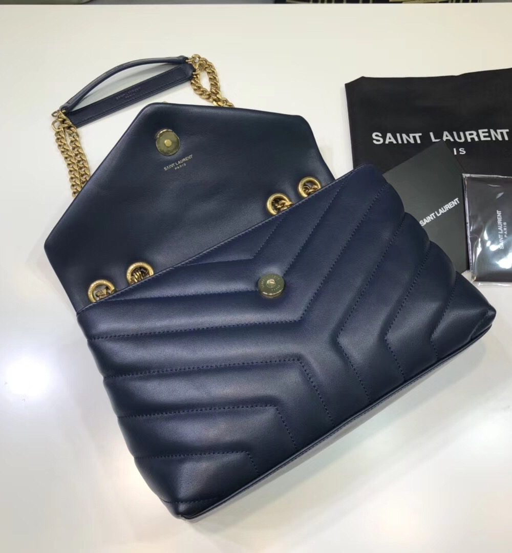 [REP 1:1] Saint Laurent Loulou Small Chain Bag In Matelassé "Y" Blue For Women 9.8in/23cm YSL 494699DV7274147