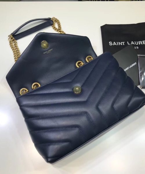 [REP 1:1] Saint Laurent Loulou Small Chain Bag In Matelassé "Y" Blue For Women 9.8in/23cm YSL 494699DV7274147