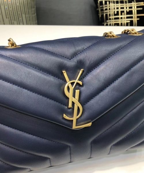 [REP 1:1] Saint Laurent Loulou Small Chain Bag In Matelassé "Y" Blue For Women 9.8in/23cm YSL 494699DV7274147