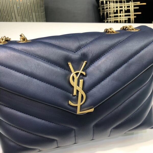 [REP 1:1] Saint Laurent Loulou Small Chain Bag In Matelassé "Y" Blue For Women 9.8in/23cm YSL 494699DV7274147