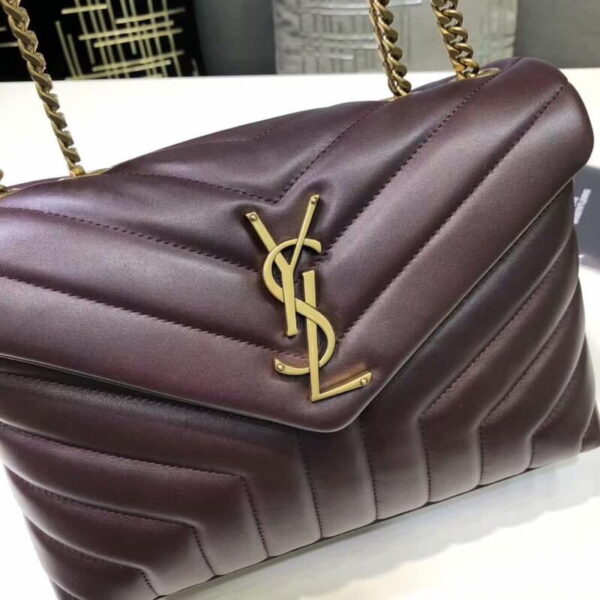 [REP 1:1] Saint Laurent Loulou Small Chain Bag In Matelassé "Y" Burgundy For Women 9.8in/23cm YSL 494699DV7276475