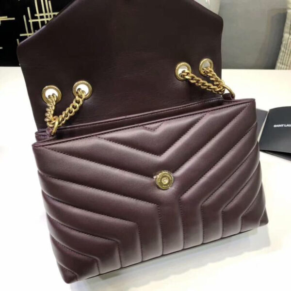 [REP 1:1] Saint Laurent Loulou Small Chain Bag In Matelassé "Y" Burgundy For Women 9.8in/23cm YSL 494699DV7276475