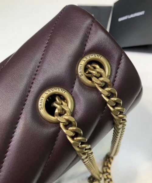 [REP 1:1] Saint Laurent Loulou Small Chain Bag In Matelassé "Y" Burgundy For Women 9.8in/23cm YSL 494699DV7276475
