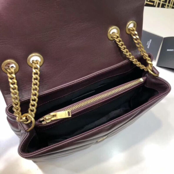 [REP 1:1] Saint Laurent Loulou Small Chain Bag In Matelassé "Y" Burgundy For Women 9.8in/23cm YSL 494699DV7276475