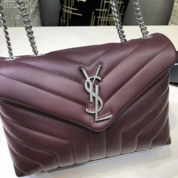 [REP 1:1] Saint Laurent Loulou Small Chain Bag In Matelassé "Y" Burgundy For Women 9.8in/23cm YSL
